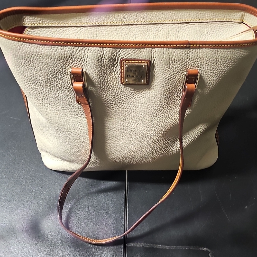 Dooney & Bourke Cream and Brown Leather Tote Bag